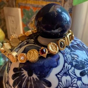 Carolee costume reproduction gold toned bracelet in a Middle Ages style